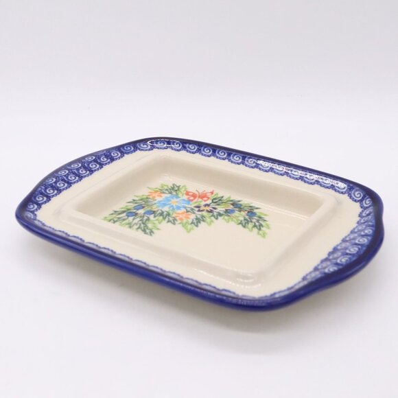 Kalich Polish Pottery Unikat Butter Dish w/ Lid #1041 Floral Butterfly - Picture 6 of 9